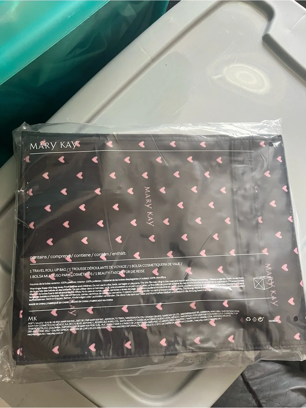 Mary Kay Black and Pink Heart Travel Roll Up Bag
